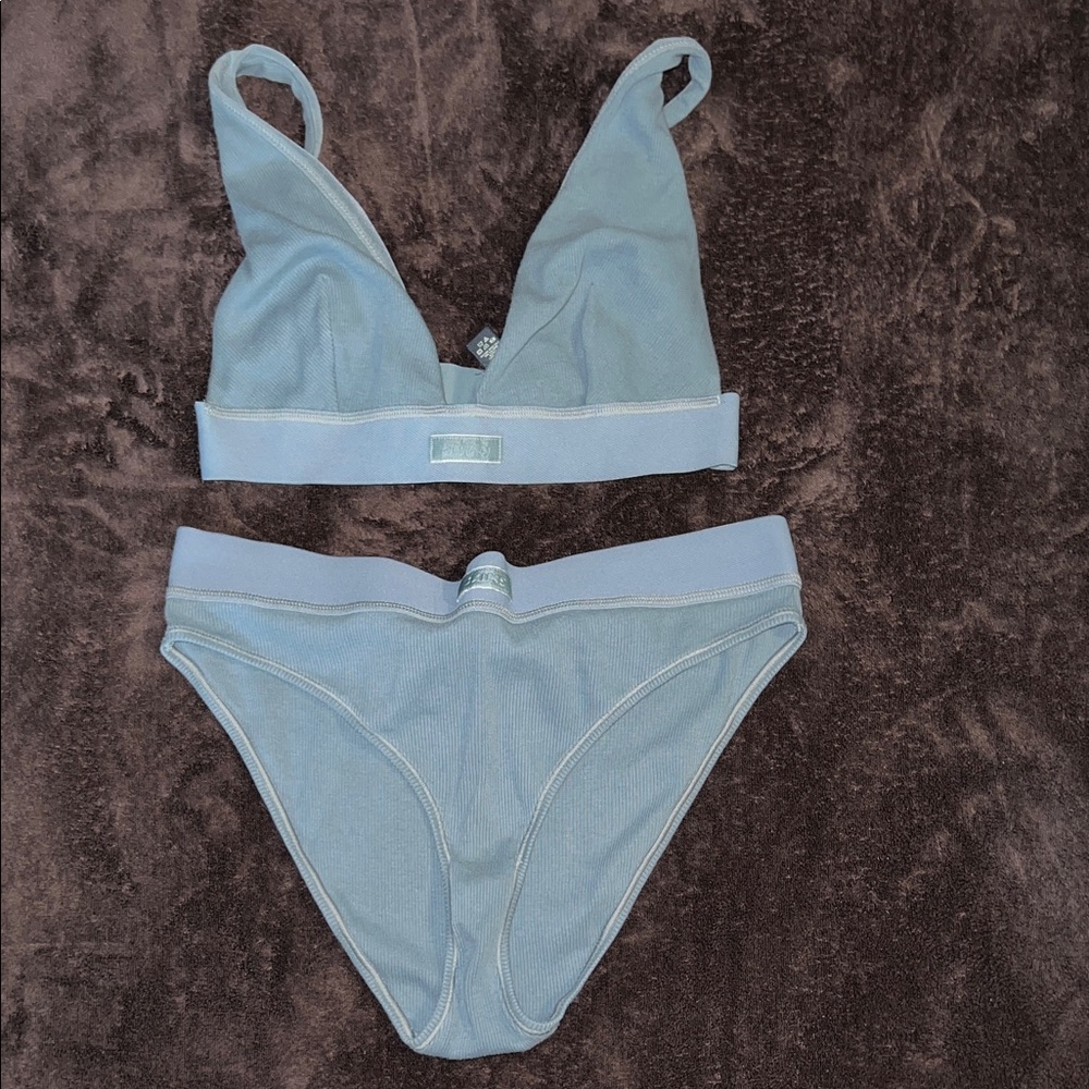 SKIMS Light Blue Bralette and Panty Set